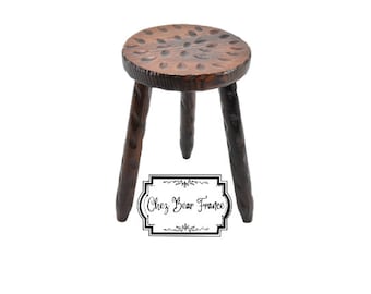 Tabouret rond en bois de hauteur moyenne de 17 po. pieds ronds, support pour plante de ferme, chalet rustique, idée cadeau Tabouret en bois / ChezBearFrance