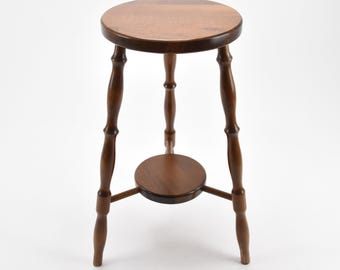 Vintage Wooden Two-Tier Plant Stand - 22" Round Accent Table