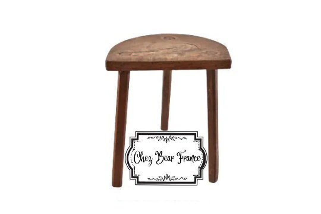 Vintage Wooden Rustic D Stool Plant Stand Farmhose Display Barn Cottage