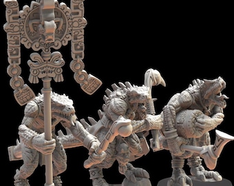 Saurian Ezocamatl Warriors - Lost Kingdoms Miniatures