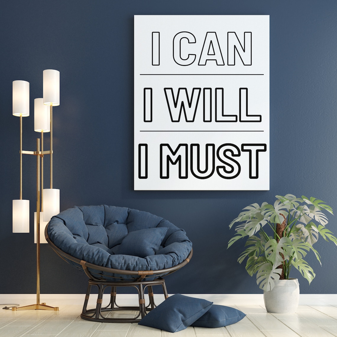 I Can I Will I Must Wall Art Motivational Wall Art Inspirational Wall ...