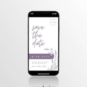 Lavender Mobile Save the Date, Text Message Invitation Template, Save the Date Mobile Template