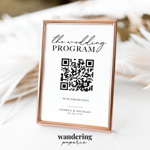 Digital Wedding Program & QR Code Bundle Template, Scan QR Code for ...