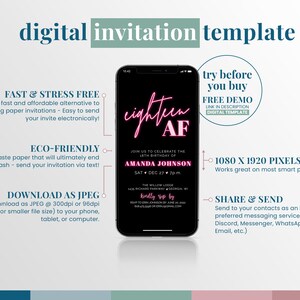 Neon Light Birthday Invitation Editable Template Adult Birthday Invite ...