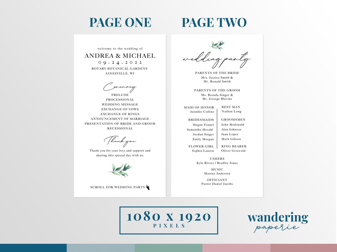 Digital Wedding Program & QR Code Bundle Template Scan QR - Etsy