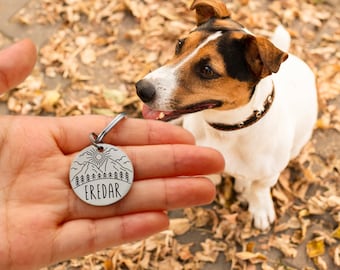 Personalisierte Hundemarke mit Namen, benutzerdefinierte Katzenhalsbandmarke, doppelseitige stille Halsbandmarke, Hunde-ID-Tag, gravierte Haustiermarke Geschenk, perfektes Geschenk für Hundevater