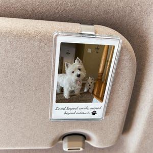 Benutzerdefinierte Haustier Foto Auto Visier Clip, personalisierte Auto Haustier Bild Andenken, Haustier Gedenkgeschenk für Hunde- oder Katzenliebhaber, Haustier Verlust Geschenk für Auto