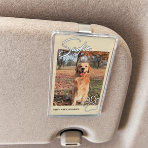 Benutzerdefinierte Haustier Foto Auto Visier Clip, personalisierte Auto Haustier Bild Andenken, Haustier Gedenkgeschenk für Hunde- oder Katzenliebhaber, Haustier Verlust Geschenk für Auto