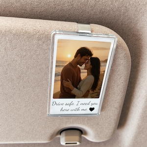 Gepersonaliseerd cadeau voor hem Jubileum, romantisch rit veilig cadeau, aangepaste foto autoklep clip, unieke aandenken koppels, autofoto print cadeau