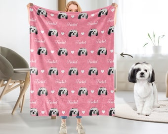 Custom Pet Photo Blankets | Custom Dog Face and Name Blankets | Custom Cat Blankets | Customized Photo Throws | Dog Dad Gifts | Pet Keepsake