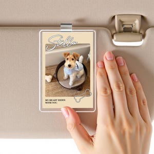 Personalisierte Hund Katze Haustier Foto Visier Clip, Sonnenblende Clip, Haustier Gedenkgeschenk für Hunde- oder Katzenliebhaber, Haustier Andenken, Haustier Verlust Geschenk