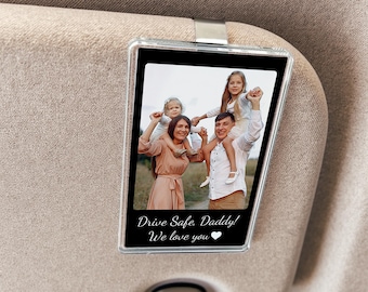 Clip de visera de coche con foto familiar personalizada, regalo del Día del Padre para papá, regalos para papá de niños, regalo personalizado para abuelo, regalos de cumpleaños para esposo y papá.