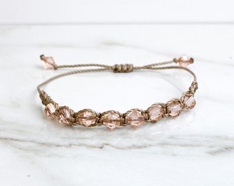 Crystal and Macramé Beaded Bracelet | Fully Adjustable