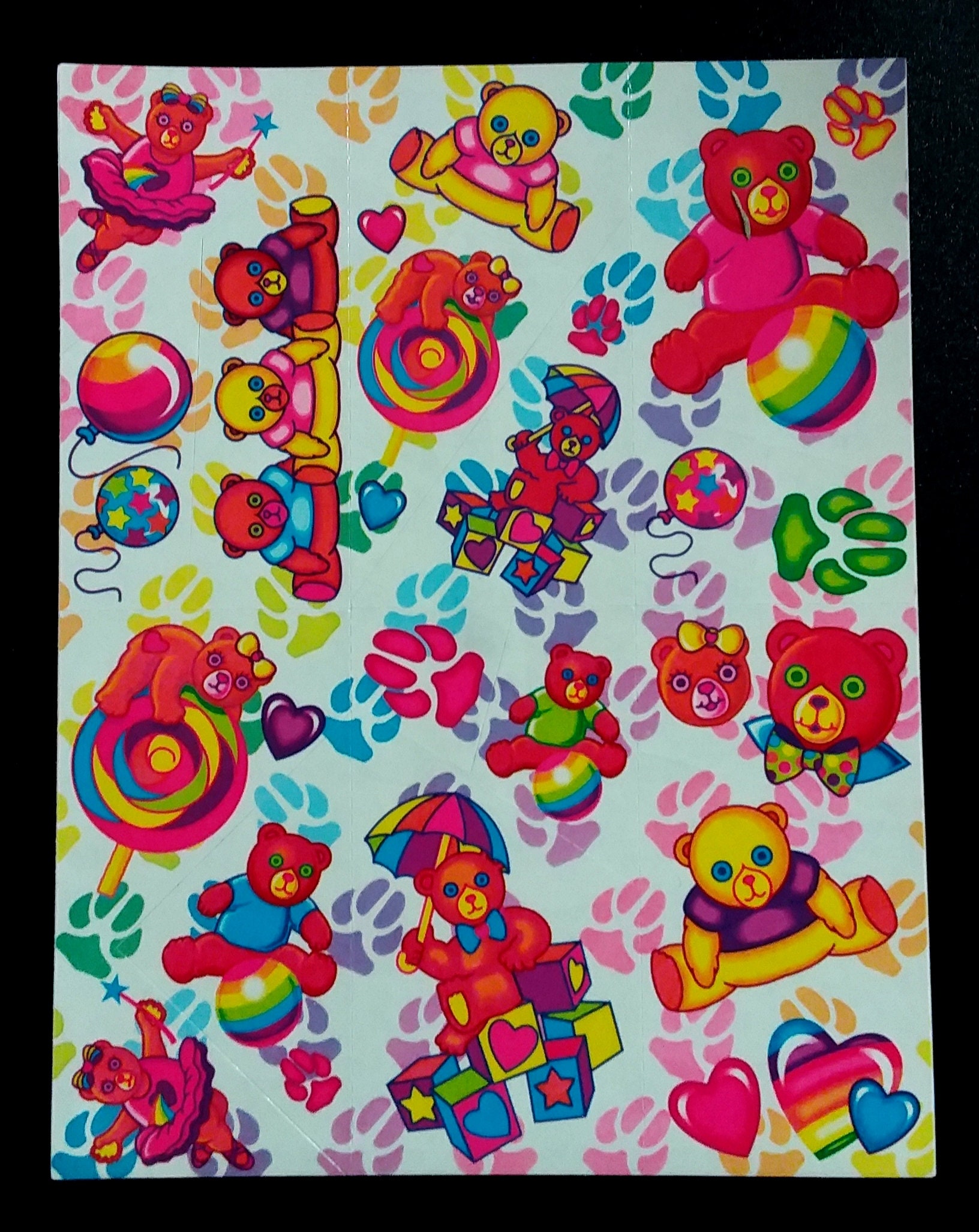 LISA FRANK Sticker Sheet S140 Vintage 1980s Bears on Lollipops Etsy