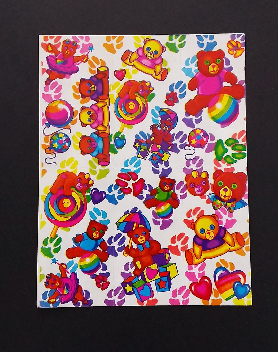 LISA FRANK Sticker Sheet S140 Vintage 1990s Bear on Lollipop Etsy