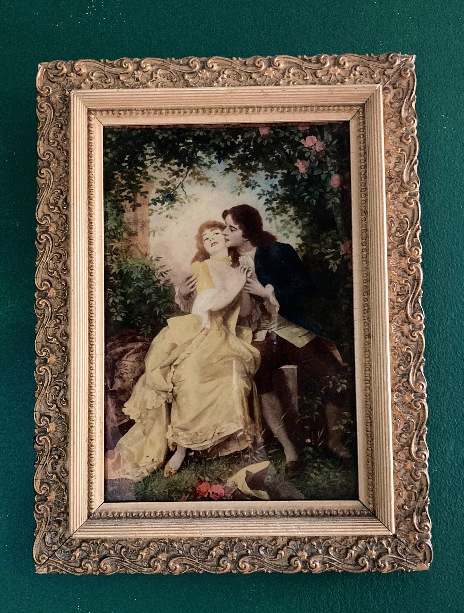 Romantic print in original frame | Etsy