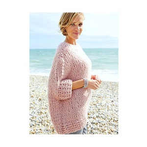 KNITTING PATTERN Women Chunky Knit Sweater Pattern, Bulky Sweater