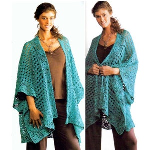 Vintage Crochet Pattern  Ruana Shawl Shrug Cape Wrap Cloak INSTANT DOWNLOAD PDF