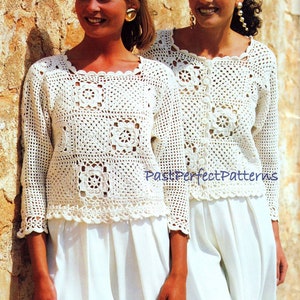 Vintage Crochet Pattern  Granny Square Tops  Sweater Jacket Vest Top INSTANT DOWNLOAD PDF