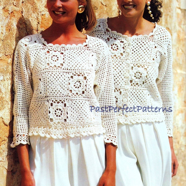 vintage Crochet Pattern Grandma Square Tops Pull Jacket Vest Top INSTANT DOWNLOAD PDF