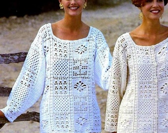 RETIREMENT SALE ***  Vintage Crochet Pattern  Granny Square Motif Tops  Tunic Sweater Jacket Vest Top