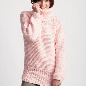 Vintage Knitting Pattern Super Chunky Bulky Jumbo Oversized Boxy Sweater Jumper Pullover Roll Polo Neck  Simple Knit