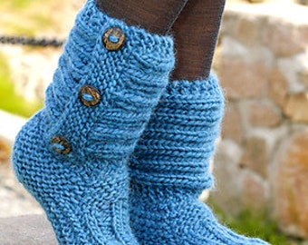 Vintage Knitting Pattern Super Chunky Bulky Jumbo Slipper Socks  Boots Booties House Shoes Christmas Gift Easy Knit PDF