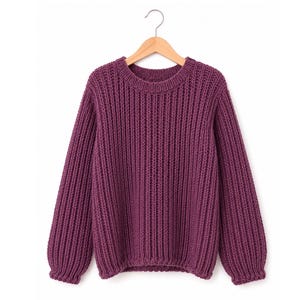 Patrón de punto vintage, suéter holgado de canalé, jersey oversize, sloppy joe, pescador, canalé, sencillo, unisex, Aran, tallas grandes.