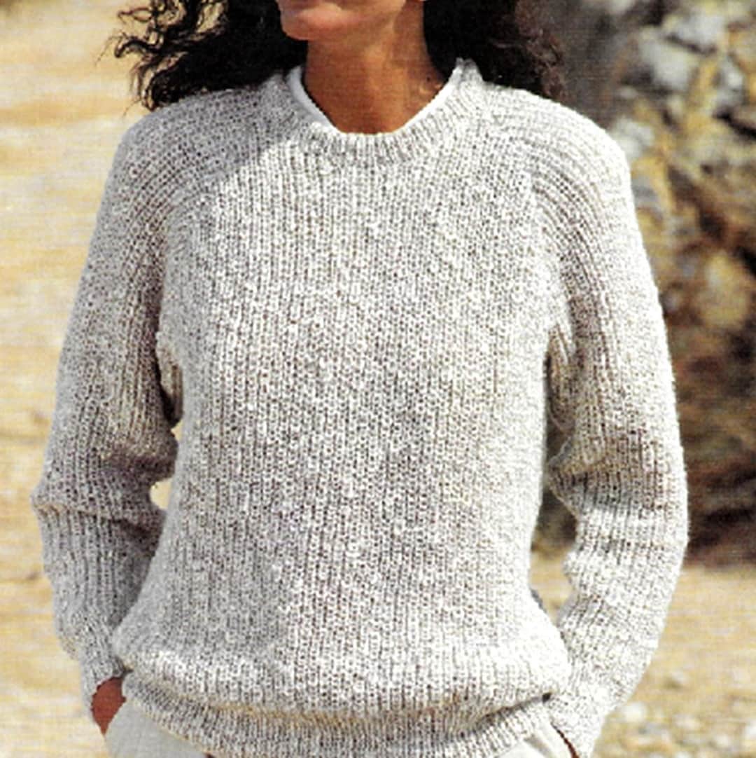 Vintage Knitting Pattern PDF Womans Ribbed Sweater Jumper Fishermans ...