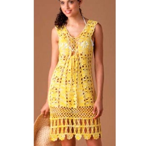 INSTANT DOWNLOAD PDF Vintage Crochet Pattern   Summer Sun Dress Lace Tunic Beach Cover Up    Retro Plus Free Pattern