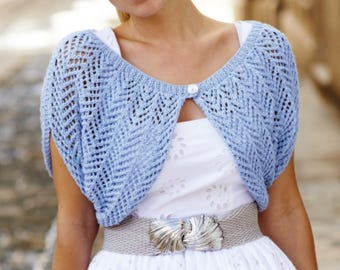 Knitting Pattern PDF  Lace Shrug Wrap Cape Cloak Wedding Evening Prom Party Ladies  Bride Bridesmaid Dk Worsted 24-46ins