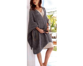 Vintage Häkelanleitung für einfache Sommer Spitze Poncho Wickel Umhang Easy Lacy Baumwolle Seide DK Häkelspitze Instant Download