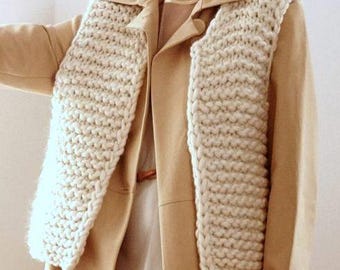 Knitting Pattern PDF Download Womans Super Chunky Garter Stitch Waistcoat Super Bulky Vest Gilet 34-42ins Beginners Easy