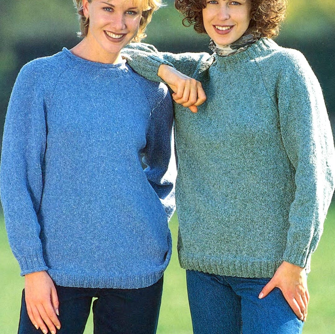 Vintage Knitting Pattern PDF Woman's Plain Simple Sweater Crew or Roll ...