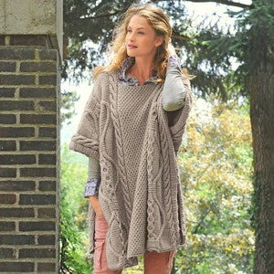 RETIREMENT SALE *** Vintage Knitting Pattern  Cable Poncho Cape Wrap Cloak  Aran Pattern Chunky Bulky Knit  One Size Instant Download PDF