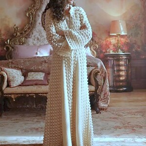 Crocheted Dressing Robe Pattern Vintage Crochet Pattern PDF Maxi Coat Robe Dressing Gown Dk Worsted ...