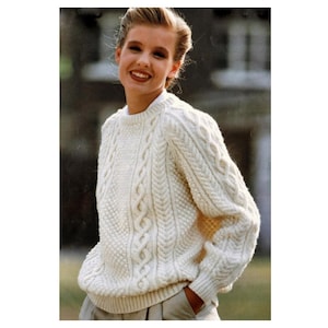 Knitting Pattern PDF Womans Aran Cable Sweater Jumper Pullover Traditional Classic Celtic Scottish Ladies Girls 38-48in