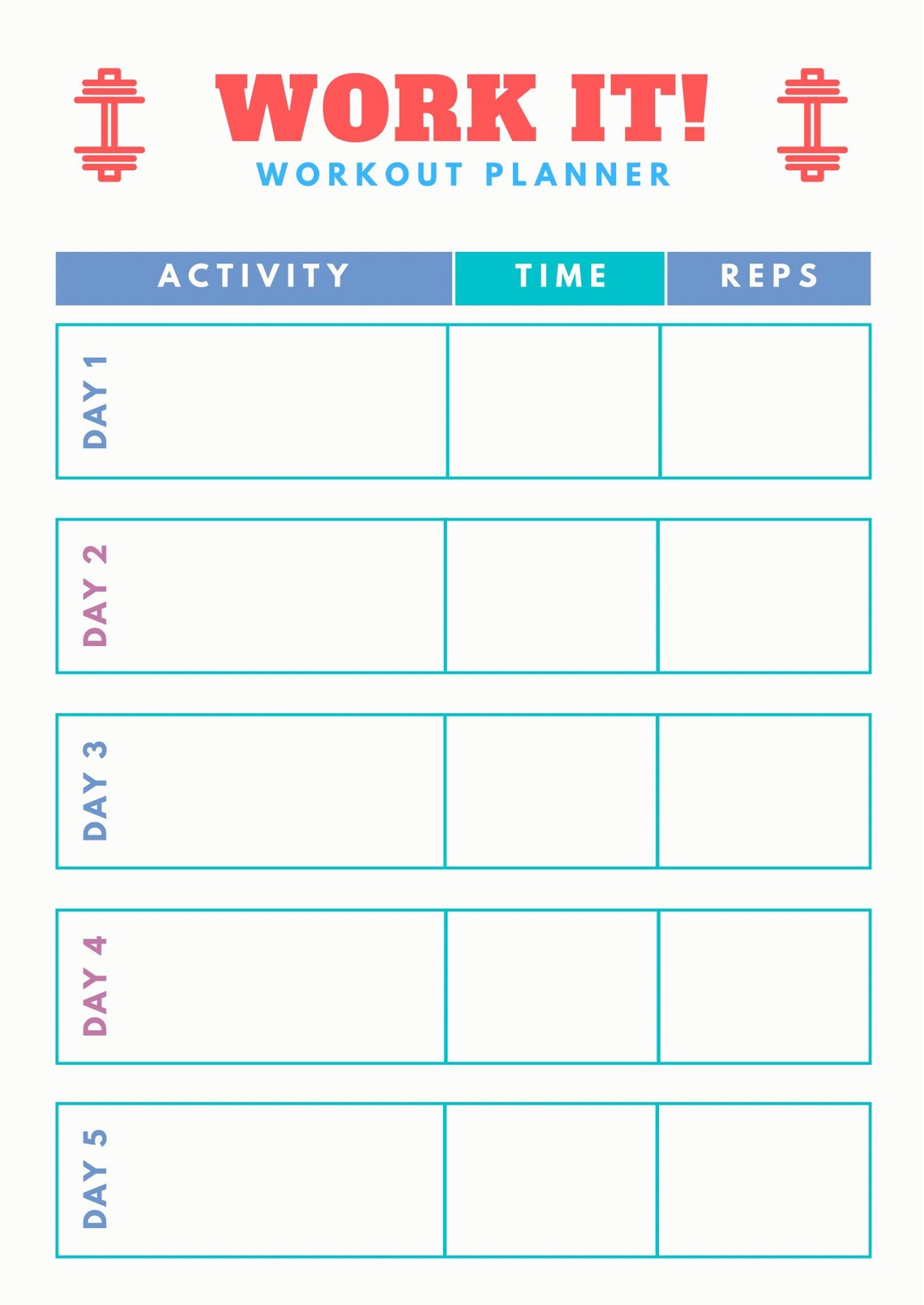 Workout Planner Etsy
