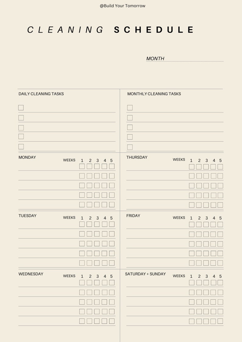 Digital Planner Cleaning Schedule Etsy