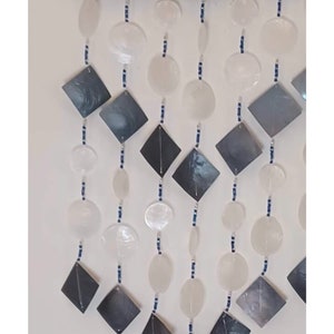 Capiz Shell and Glass Bead Wall Art, Boho Wall/Window Curtain