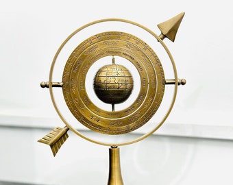 Brass Armillary Sphere: Celestial Globe Showpiece, Vintage Decor