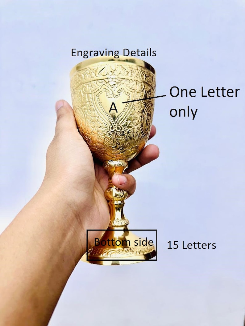 Engraved Brass Goblet Set: Personalized King's Chalice With Velvet Box ...