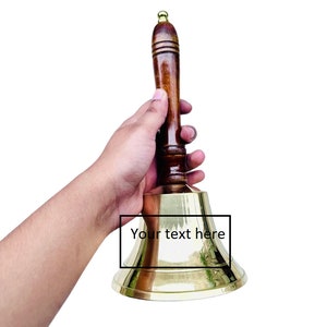 Personalization Brass Hand Held Bell Large School Bell Ringing Calling Bell Loud Ring Bell Hotel Bell Best Gift Bell