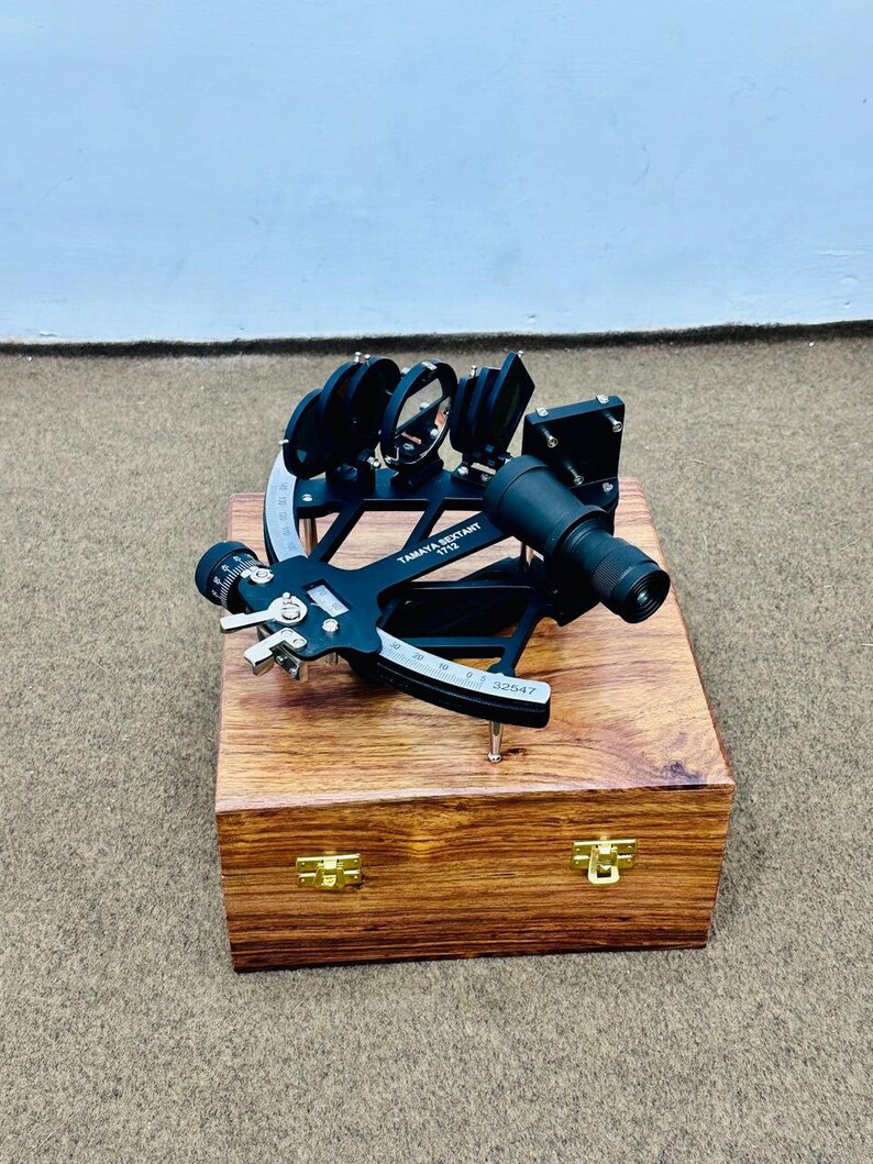 Tamaya Black Sextant Im Holzbox – Funktionierendes Nautisches Navigationsinstrument, Ca. 22,9 Cm