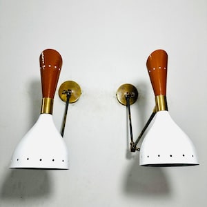 Brass Wall Sconce Mid Century 1950&#39;s Italian Stilnovo Sconce Lights Pair Reading Lamp Fixture Adjustable Sconce Light for Home Decor