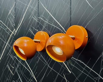 Handcrafted Brass Wall Sconce: Orange Mid-Century Modern Bedside Light