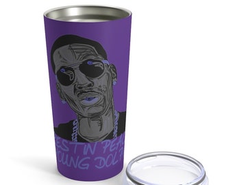 Purple RIP Young Dolph Neon Tumbler 20oz Rest In Peace Young Dolph Coffee Cup Young Dolph Purple Tumbler Young Dolph Merch RIP Dolph Mug