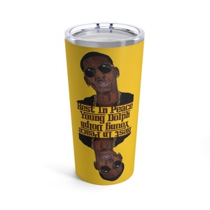 Yellow RIP Young Dolph Playing Card Tumbler 20oz Young Dolph Merch Rest In Peace Young Dolph PRE RIP Dolph Art Young Dolph Memorial Coffee
