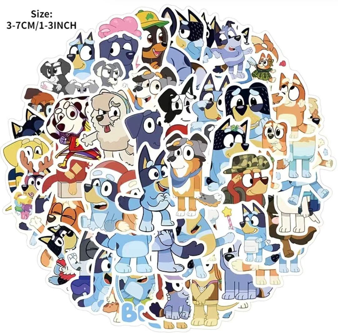 Cartoon stickers for kids bluey bingo 50 per pack etsy