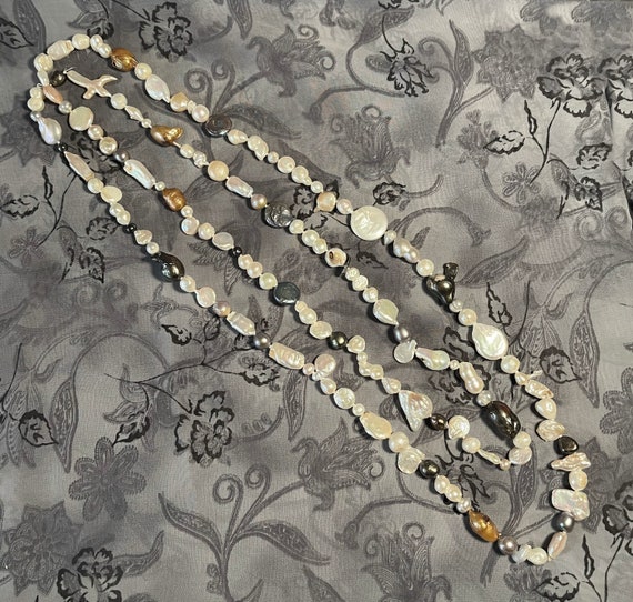 Vintage - Natural Freshwater Keshi Pearl Necklace - image 2